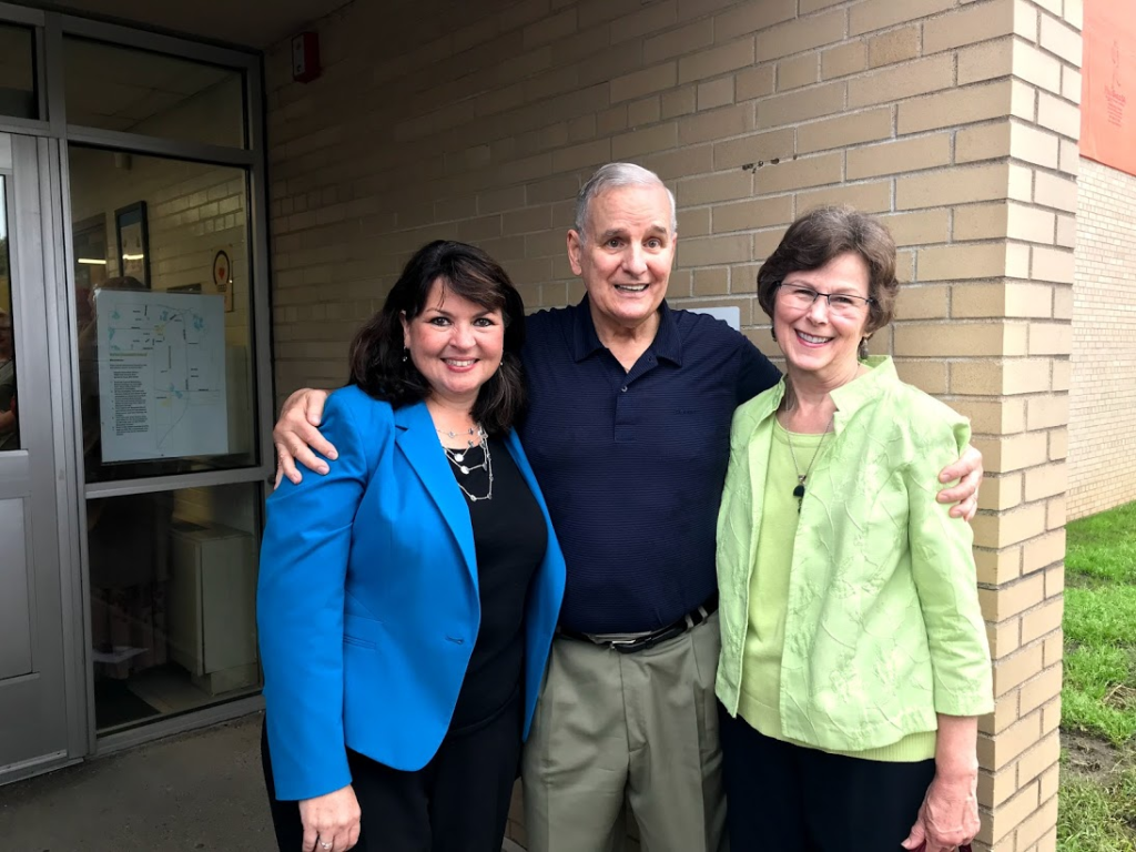Susan Kent At Carver Elementary with Governor Dayton and Rep. Joann Ward, First Day of School, Fall 2018