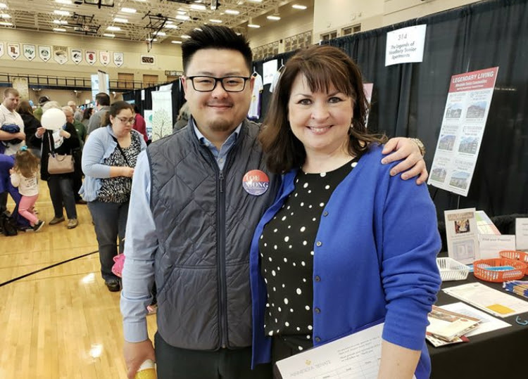 Susan Kent at Woodbury Expo with Rep. Tou Xiong, March 2019
